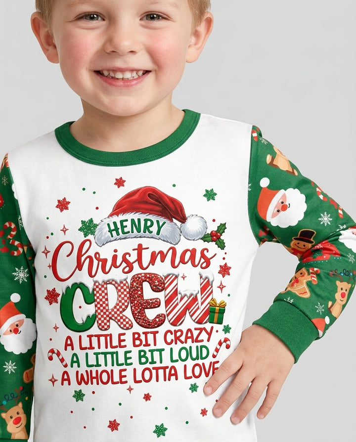 Personalized Christmas Crew Family Matching Bamboo Two Piece Long Sleeve Pajama Set