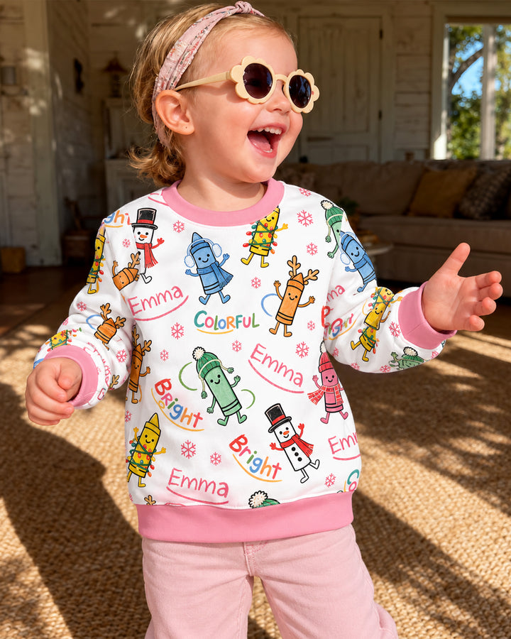 Custom Name Bright & Colorful Bamboo Crewneck Sweatshirt