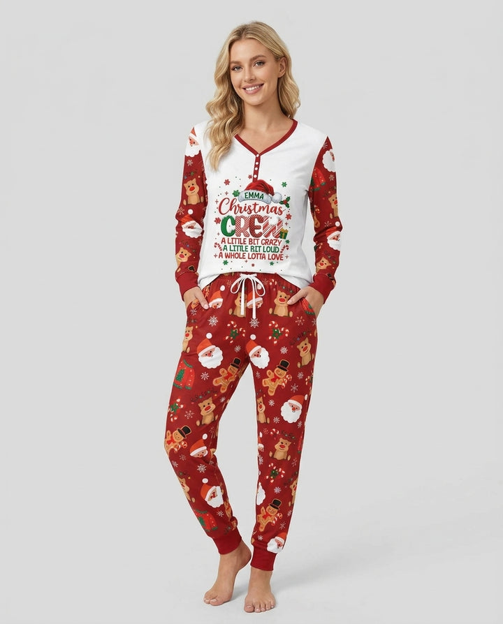 Personalized Christmas Crew Family Matching Bamboo Women Pajama Set