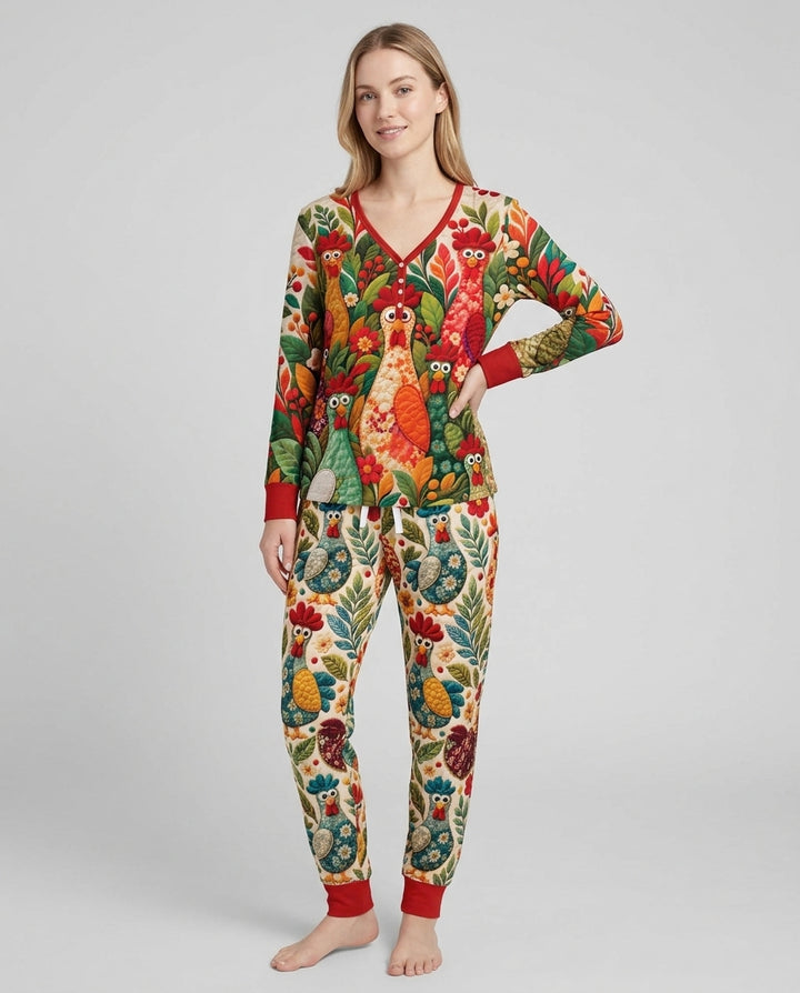 Funny Chicken Bamboo Women Pajama Set