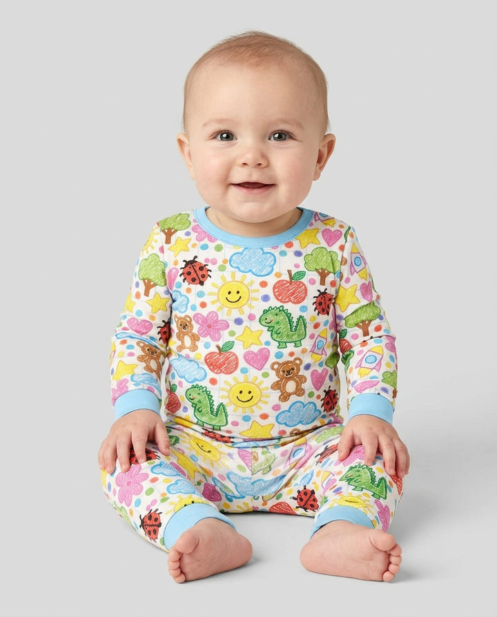 Baby Cute Draw Bamboo Two Piece Long Sleeve Pajama Set