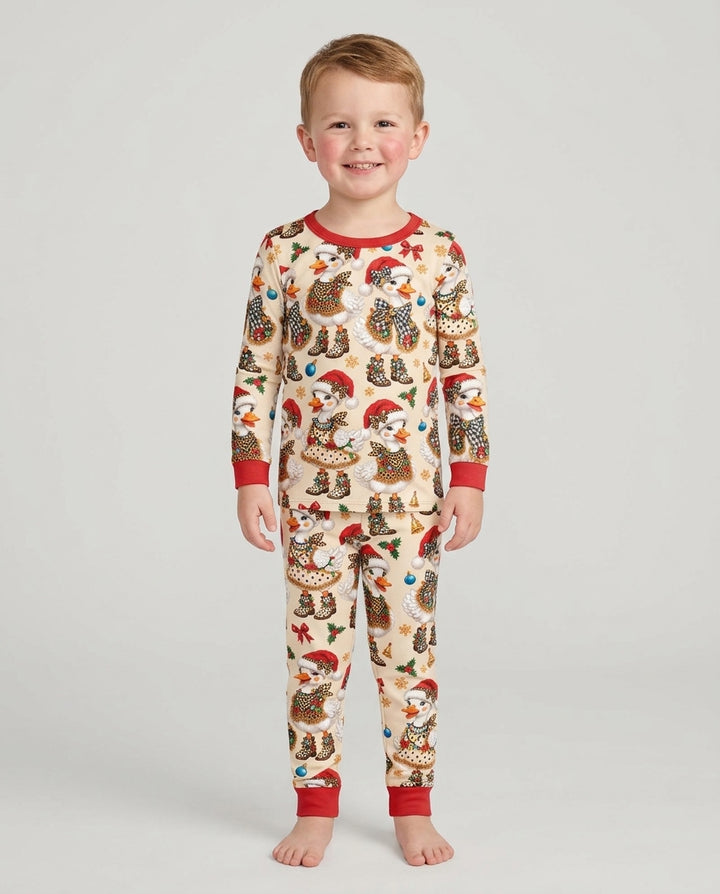 Holly Jolly Cowgirl Ducks Bamboo Two Piece Long Sleeve Pajama Set