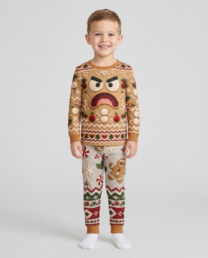 Grumpy Gingerbread Crew Bamboo Two Piece Long Sleeve Pajama Set