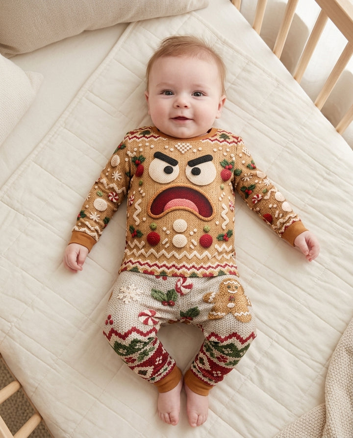 Grumpy Gingerbread Crew Bamboo Two Piece Long Sleeve Pajama Set
