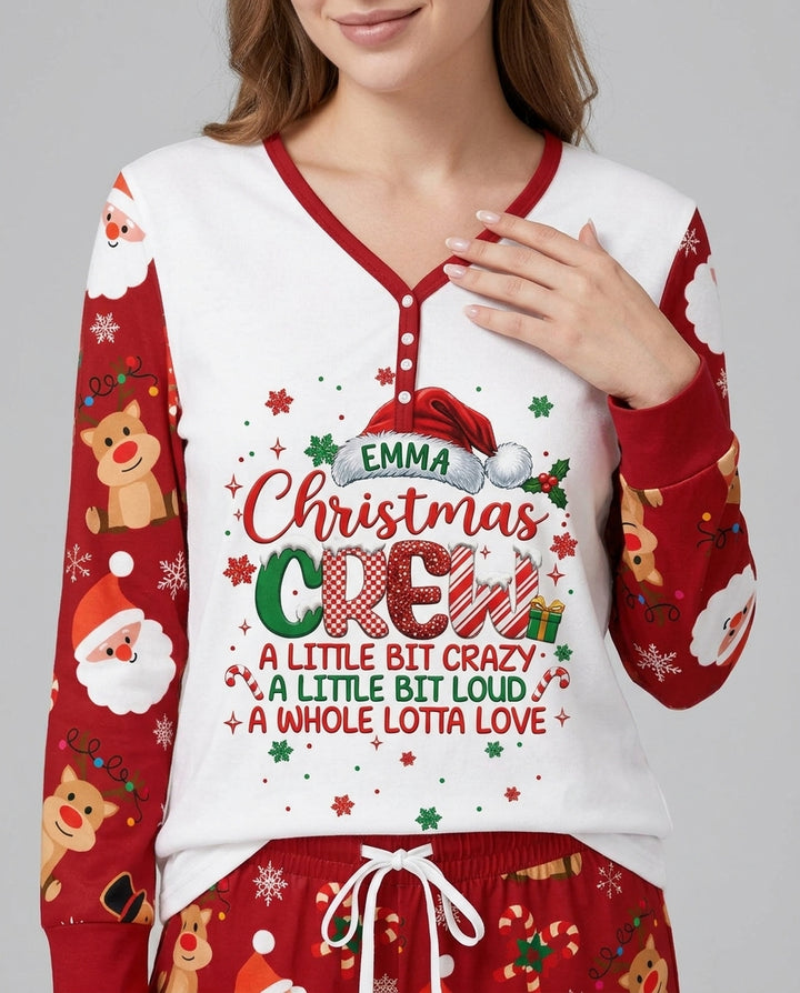 Personalized Christmas Crew Family Matching Bamboo Women Pajama Set