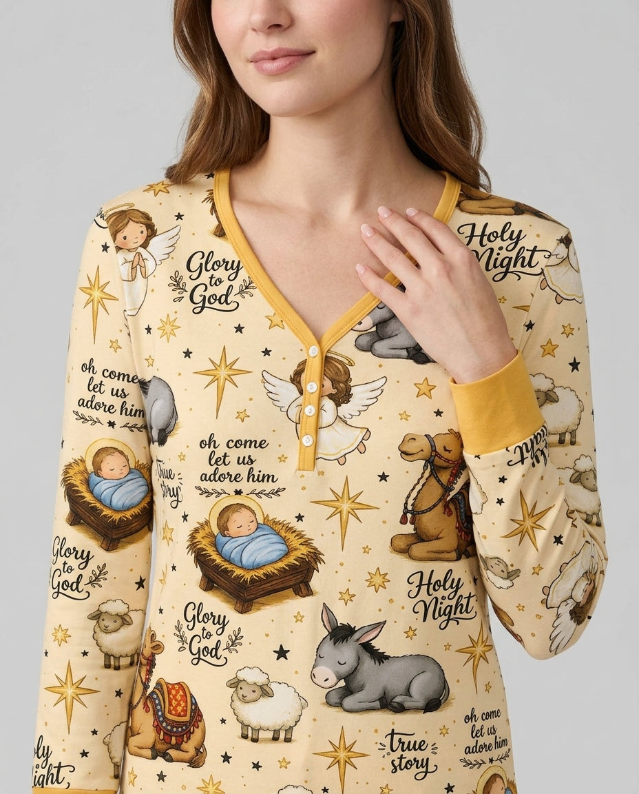 Nativity Christmas Holy Night Bamboo Women Pajama Set
