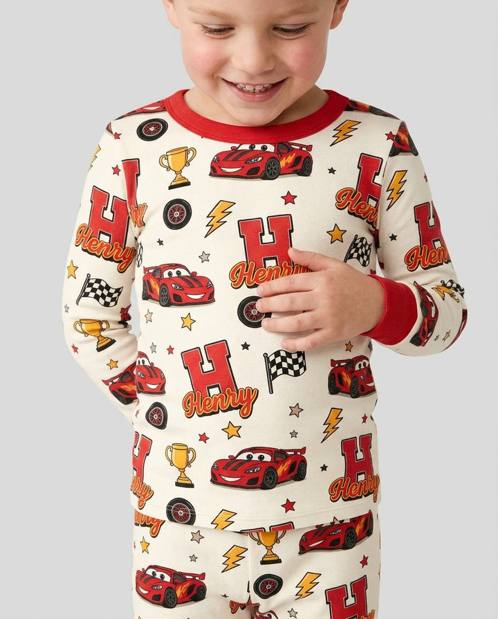Funny Fast Car Bamboo Two Piece Long Sleeve Pajama Set