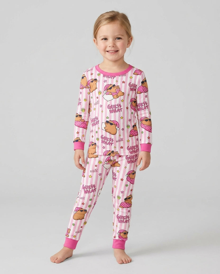 Sleepy Capybara Bamboo Two Piece Long Sleeve Pajama Set