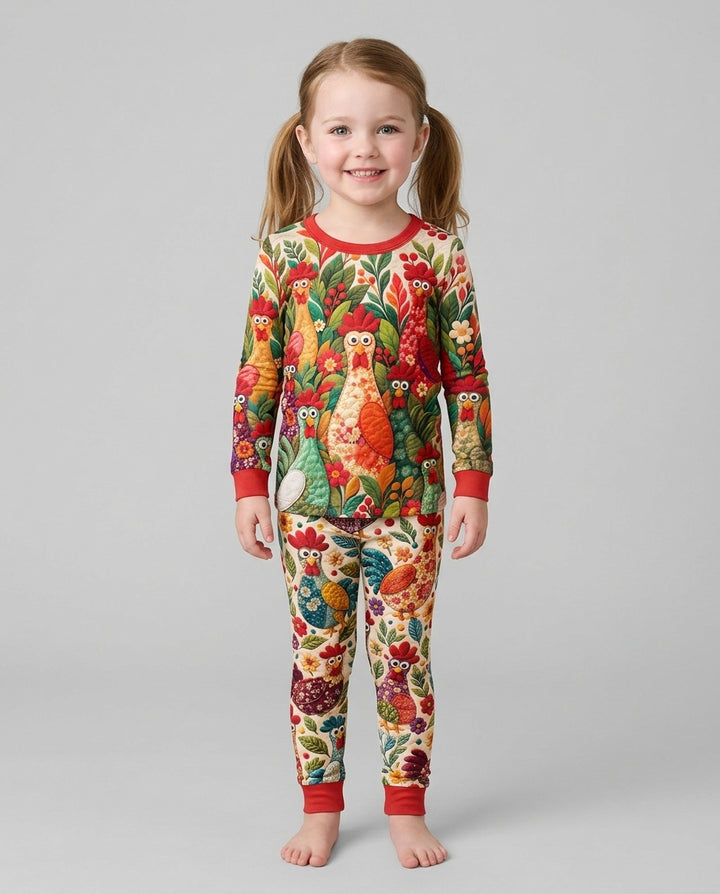 Funny Chicken Bamboo Two Piece Long Sleeve Pajama Set