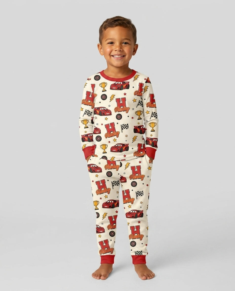Funny Fast Car Bamboo Two Piece Long Sleeve Pajama Set