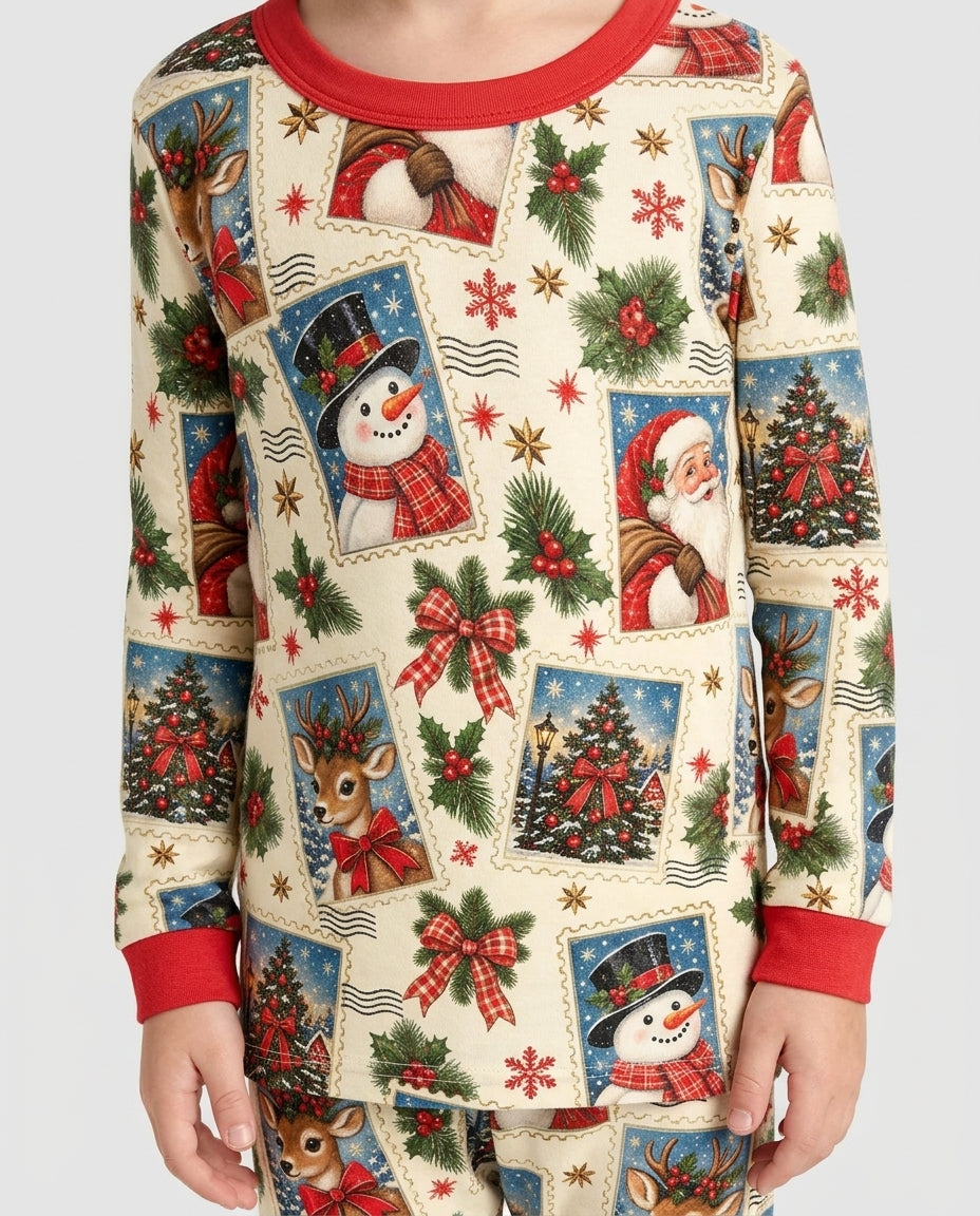 Holly Jolly Stamps Bamboo Two Piece Long Sleeve Pajama Set