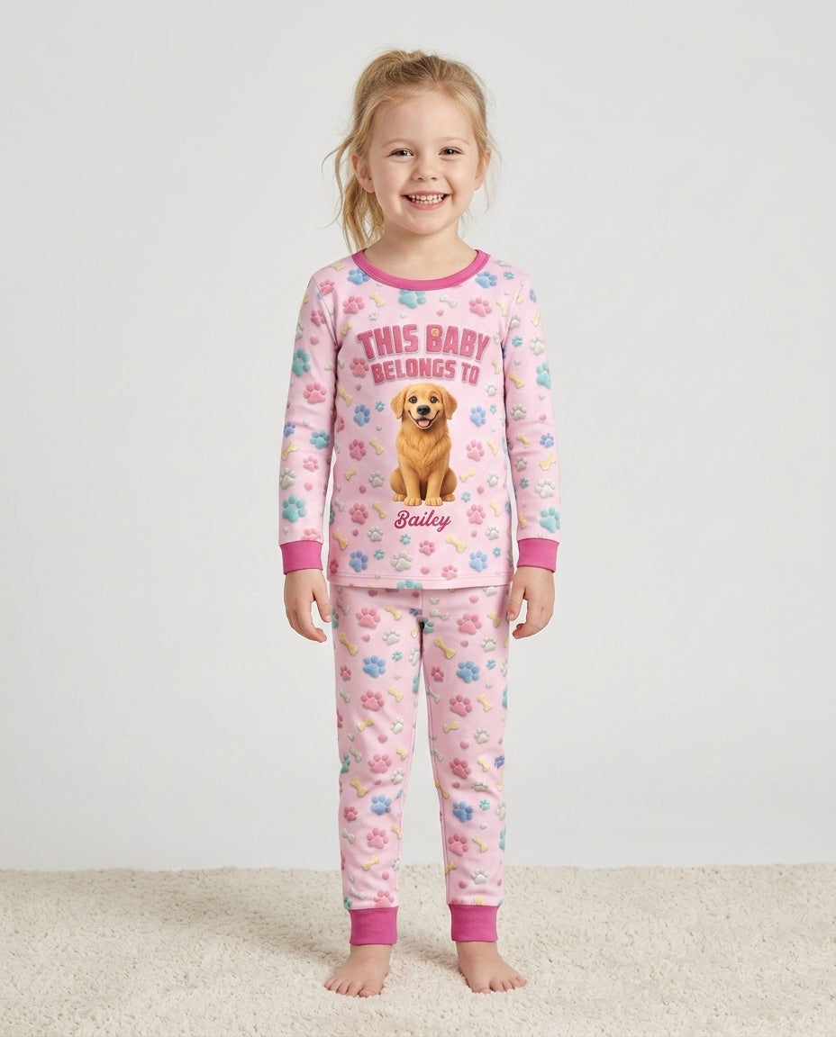 Baby Belongs To Cutie Dog Bamboo Two Piece Long Sleeve Pajama Set