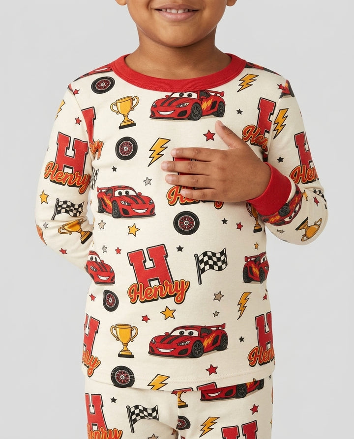 Funny Fast Car Bamboo Two Piece Long Sleeve Pajama Set