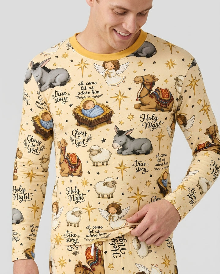 Nativity Christmas Holy Night Bamboo Men's Pajama Set