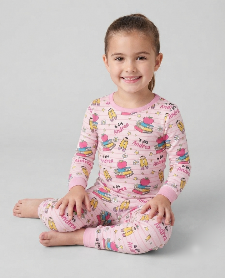 First Day of School Bamboo Two Piece Long Sleeve Pajama Set