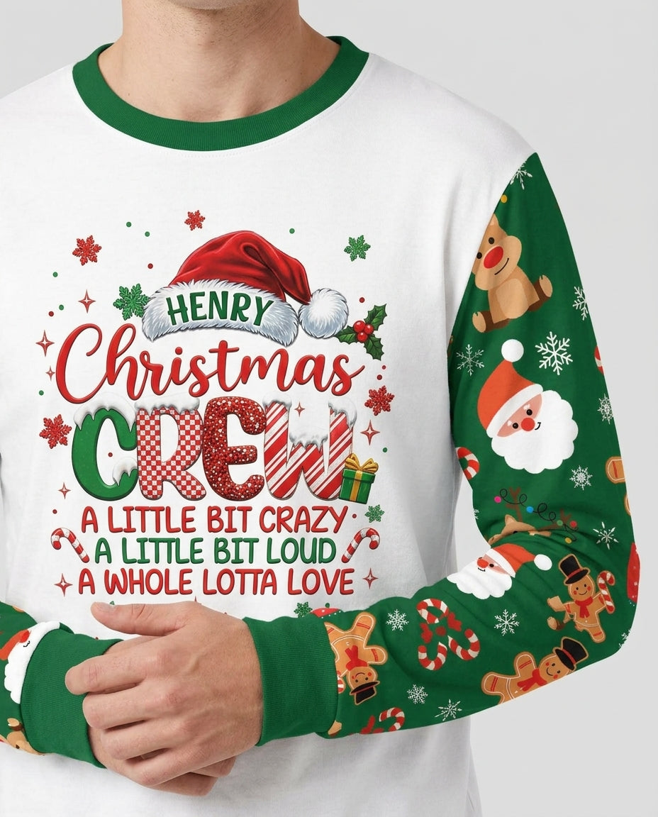 Personalized Christmas Crew Family Matching Bamboo Men's Pajama Set