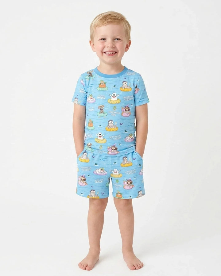 Summerween Cartoon Bamboo Two Piece Short Sleeve Shorts Pajama Set