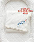 Personalized Little Miracle Blue Embroidered Bamboo Blanket