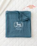 Personalized Royal Horse Embroidered Bamboo Blanket