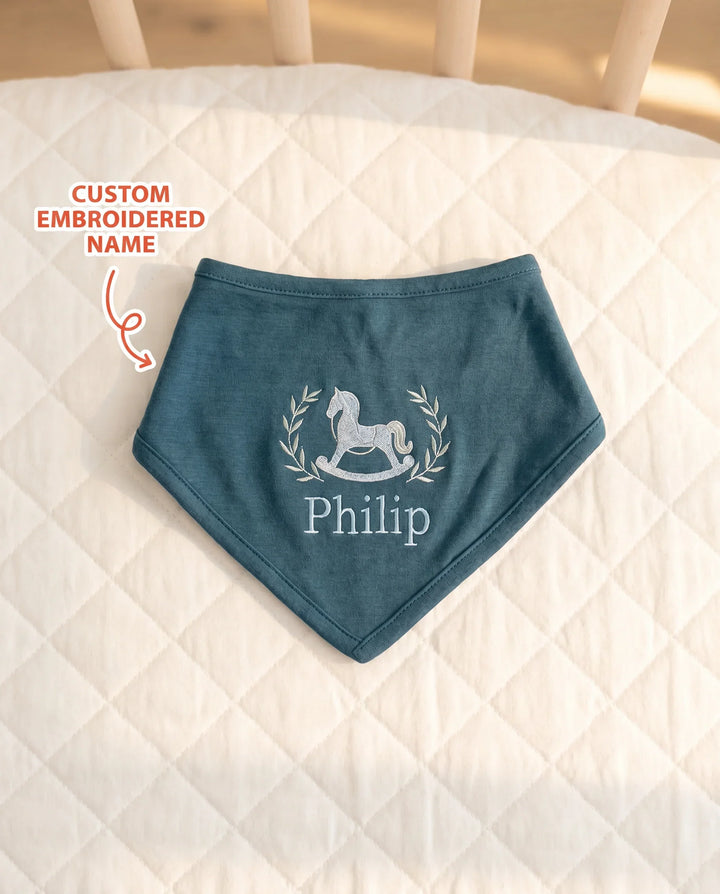 Personalized Royal Horse Embroidered Bamboo Bib