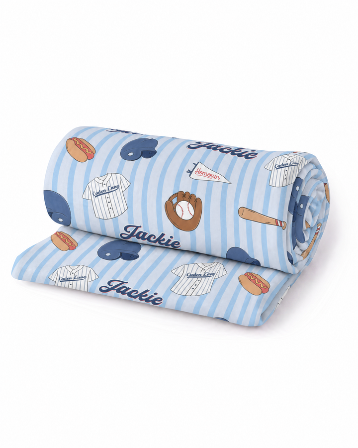 Personalized Ballpark Bros Bamboo Swaddle Blanket