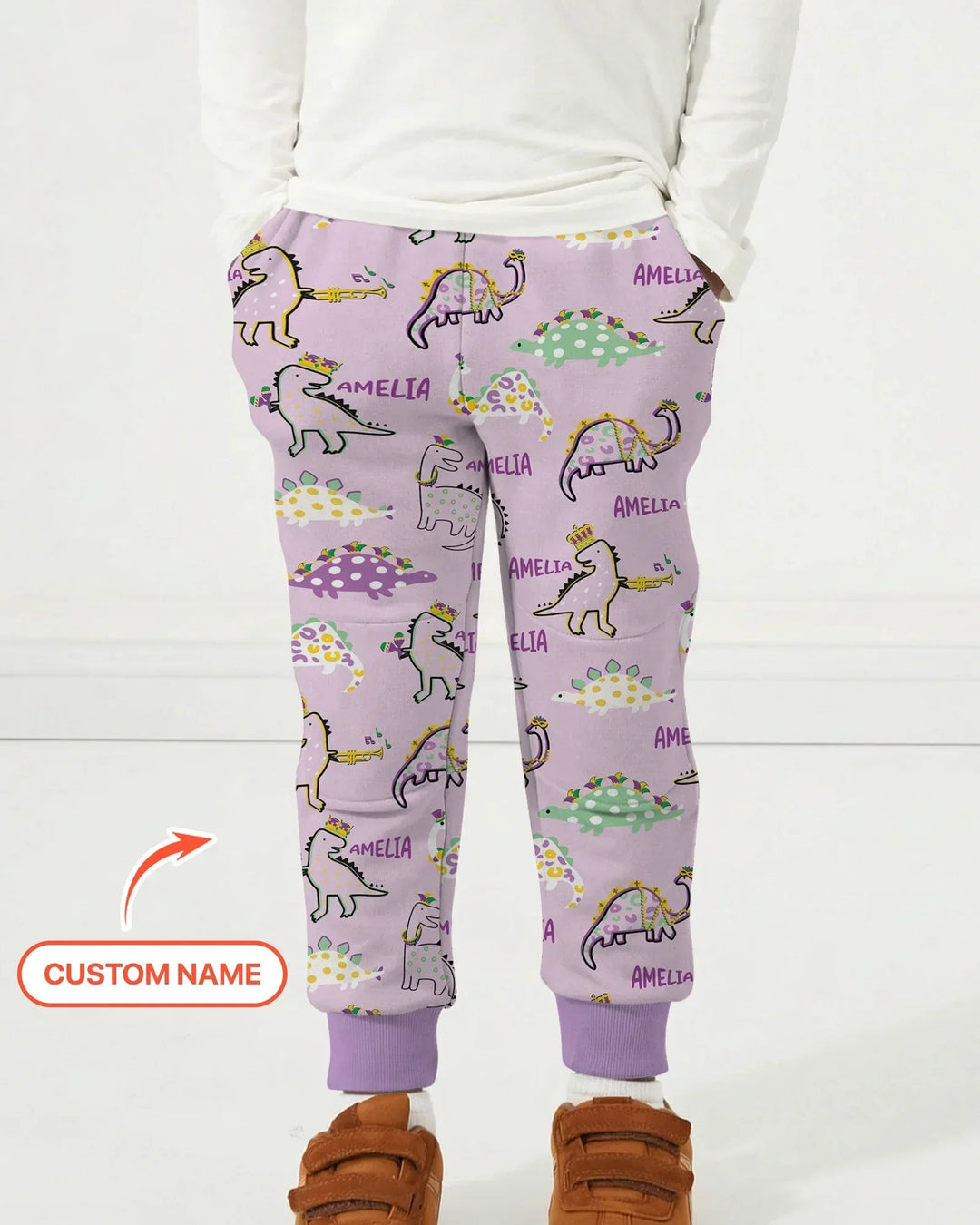 Custom Name Mardi Gras Saurus Bamboo Jogger