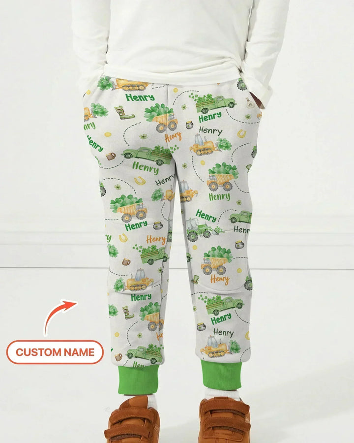Construction St. Patrick's Day Custom Name Bamboo Jogger