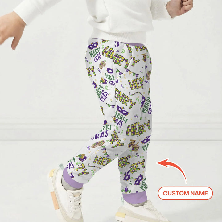Custom Name Make your own Mardi Gras Bamboo Jogger
