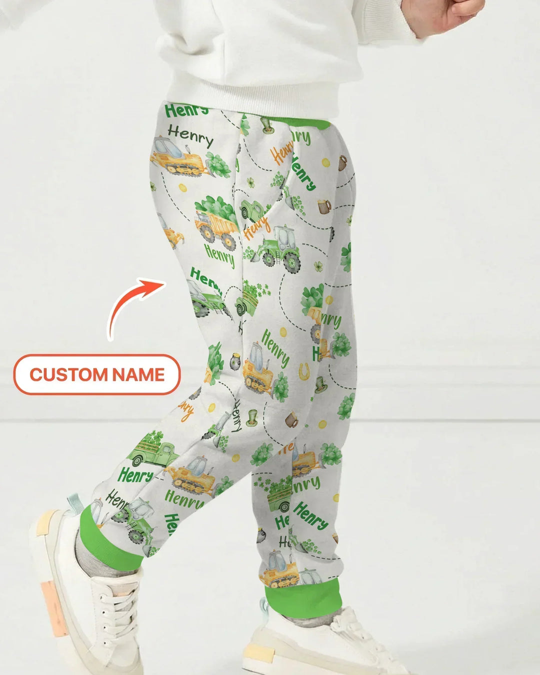 Construction St. Patrick's Day Custom Name Bamboo Jogger