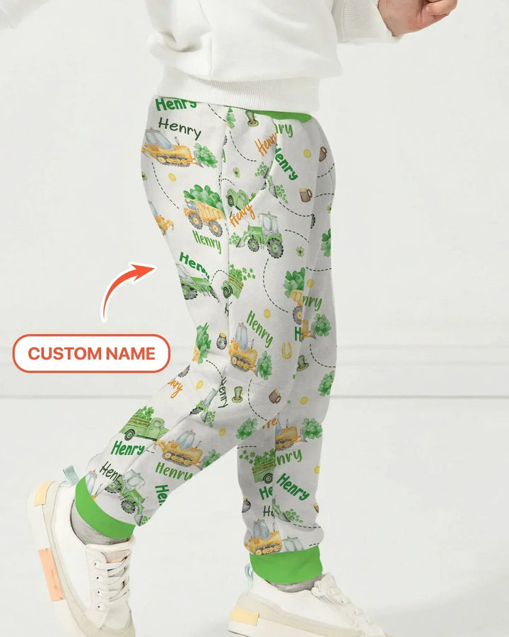Construction St. Patrick's Day Custom Name Bamboo Jogger