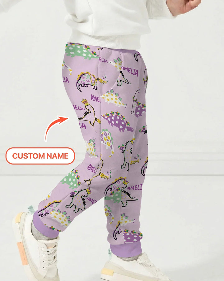Custom Name Mardi Gras Saurus Bamboo Jogger