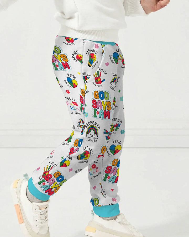 God Says I Am Autism Awareness Bamboo Jogger