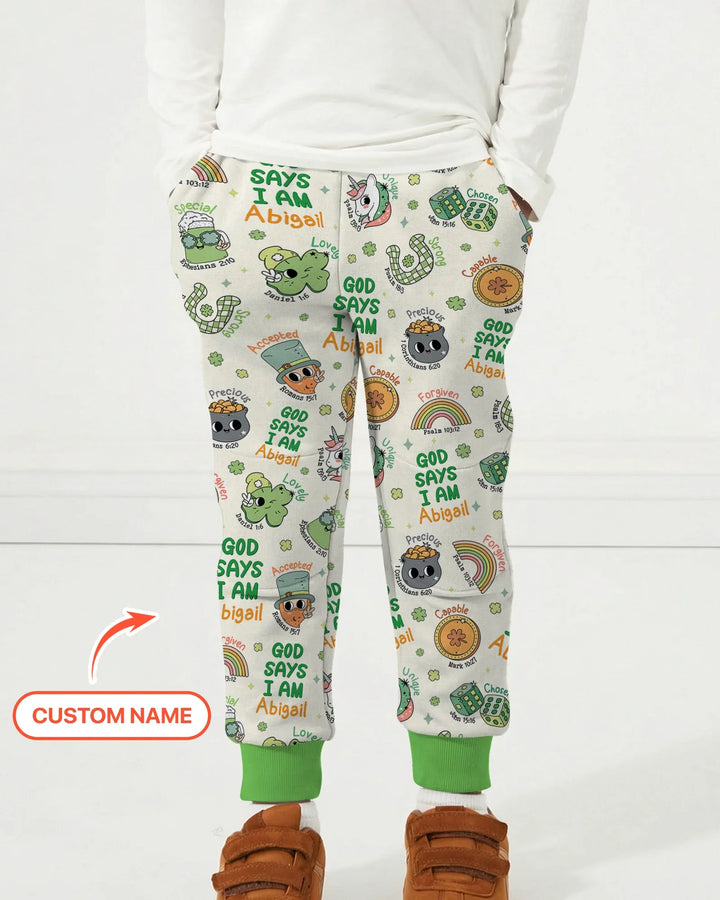 Personalized God Says I Am St. Patrick's Day Family Matching Bamboo Jogger