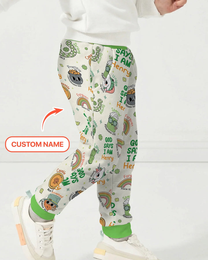 Personalized God Says I Am St. Patrick's Day Family Matching Bamboo Jogger