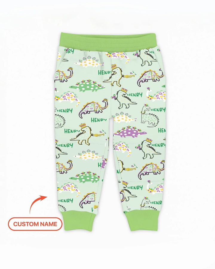 Custom Name Mardi Gras Saurus Bamboo Jogger