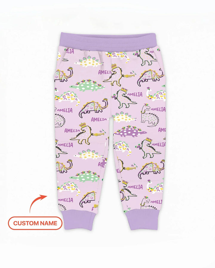 Custom Name Mardi Gras Saurus Bamboo Jogger