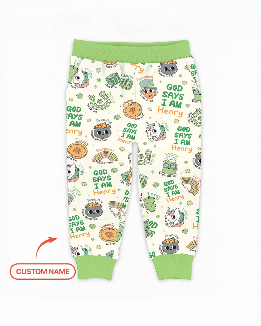 Personalized God Says I Am St. Patrick's Day Family Matching Bamboo Jogger