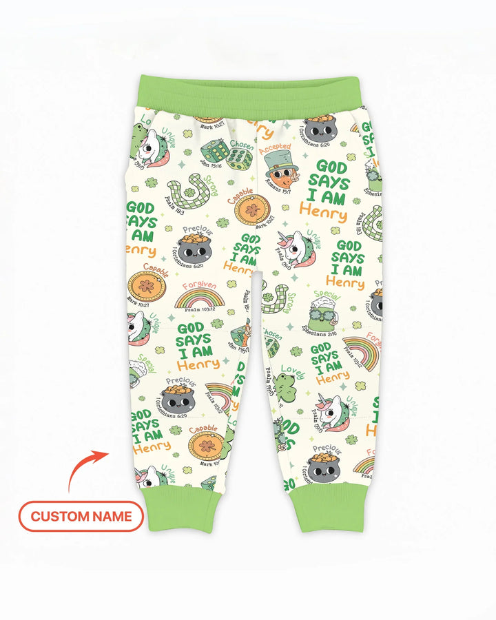 Personalized God Says I Am St. Patrick's Day Family Matching Bamboo Jogger
