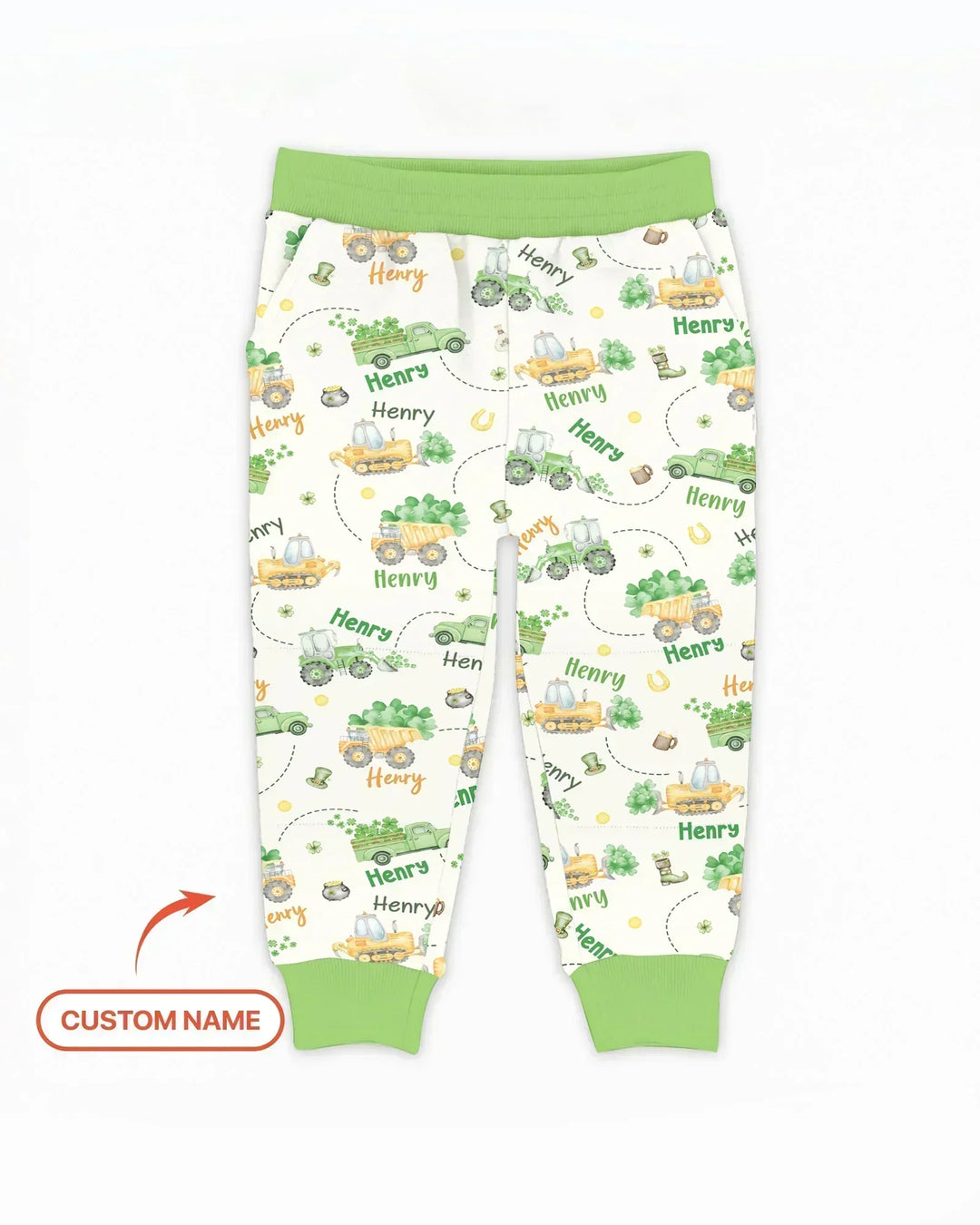 Construction St. Patrick's Day Custom Name Bamboo Jogger