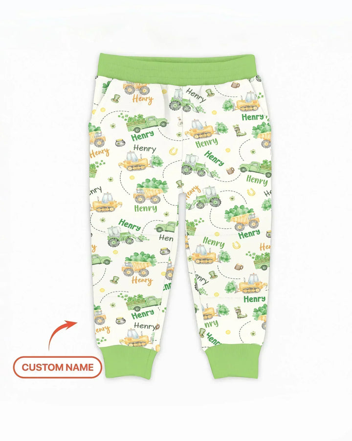 Construction St. Patrick's Day Custom Name Bamboo Jogger