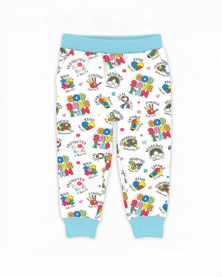 God Says I Am Autism Awareness Bamboo Jogger