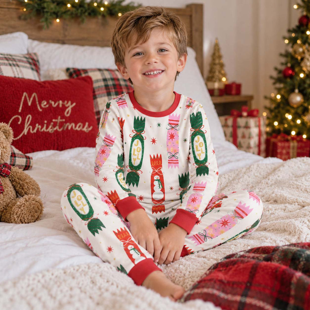 Jolly Christmas Crackers Bamboo Two Piece Long Sleeve Pajama Set