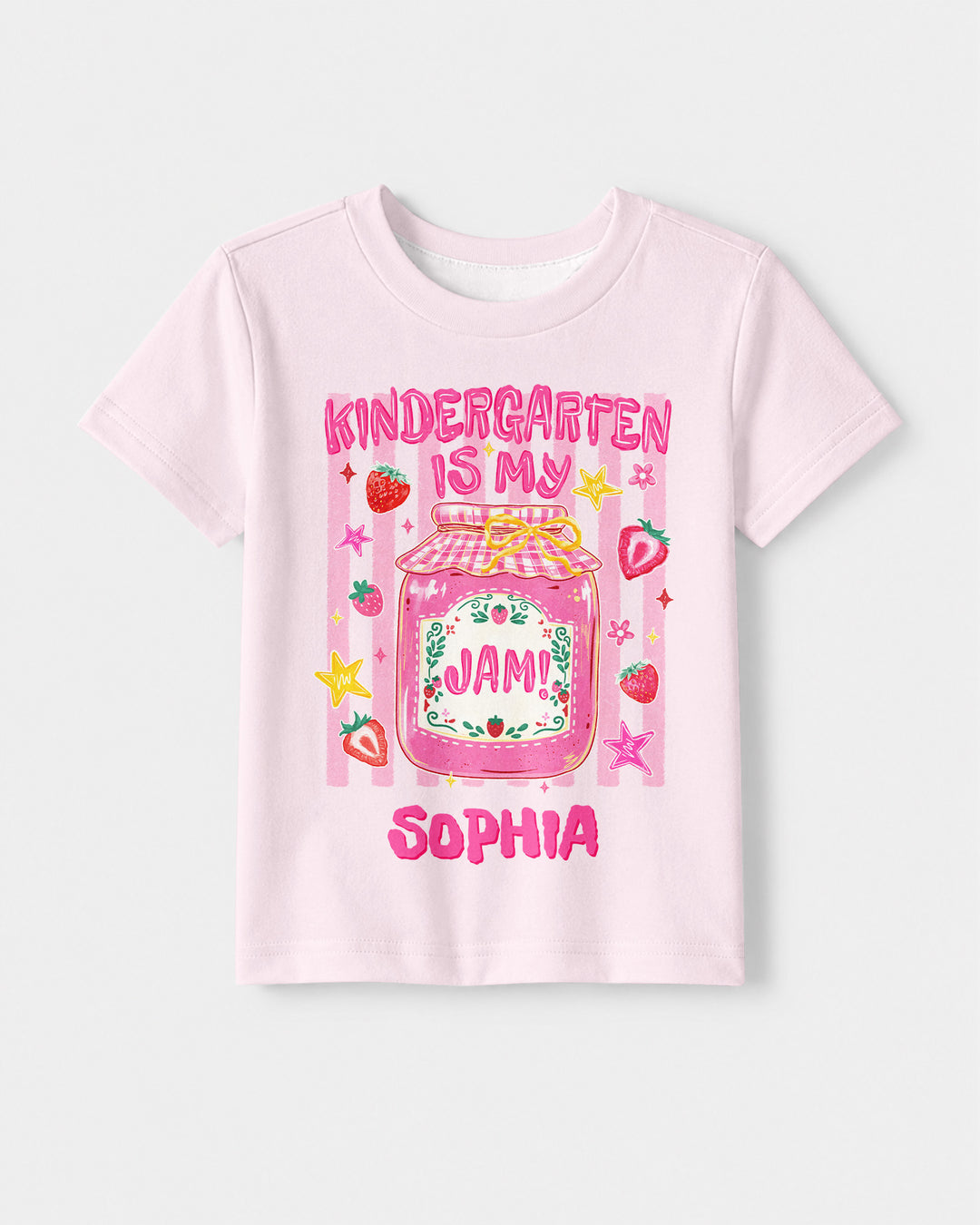 School Coquette Strawberry Custom Name Bamboo Crewneck T-Shirt