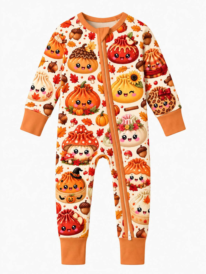 Kawaii Fall Dumpling Pattern Bamboo Convertible Zippy