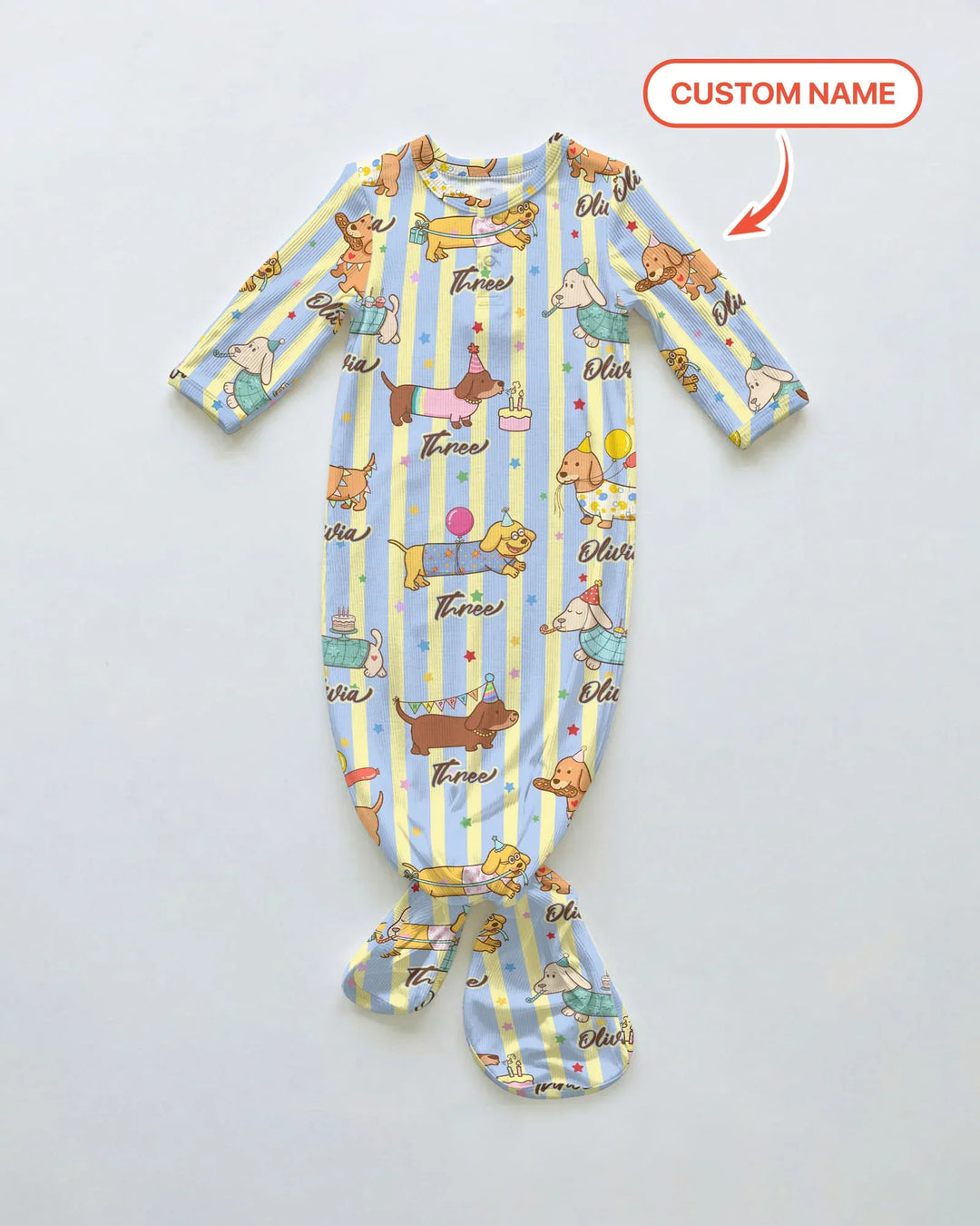 Custom Name Birthday Dachshund Bamboo Knot Gown