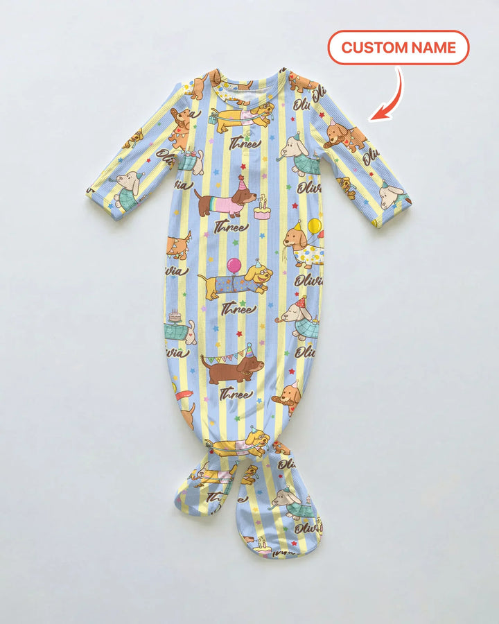 Custom Name Birthday Dachshund Bamboo Knot Gown