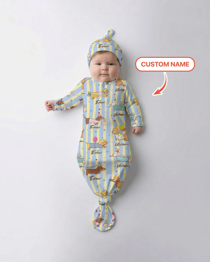 Custom Name Birthday Dachshund Bamboo Knot Gown