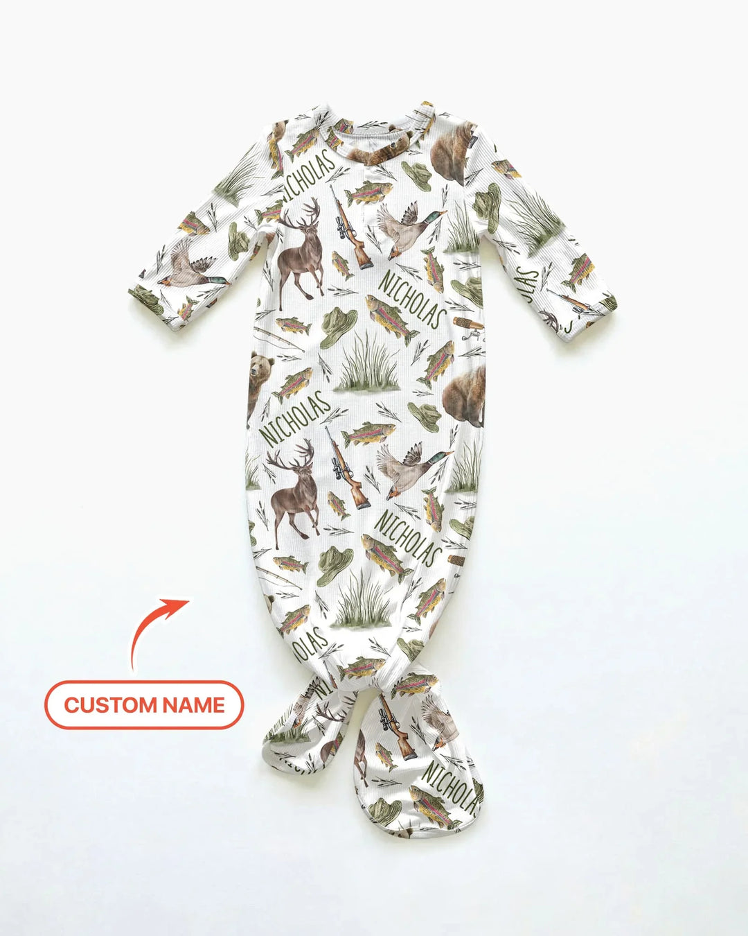 Custom Name Little Hunter Bamboo Knot Gown