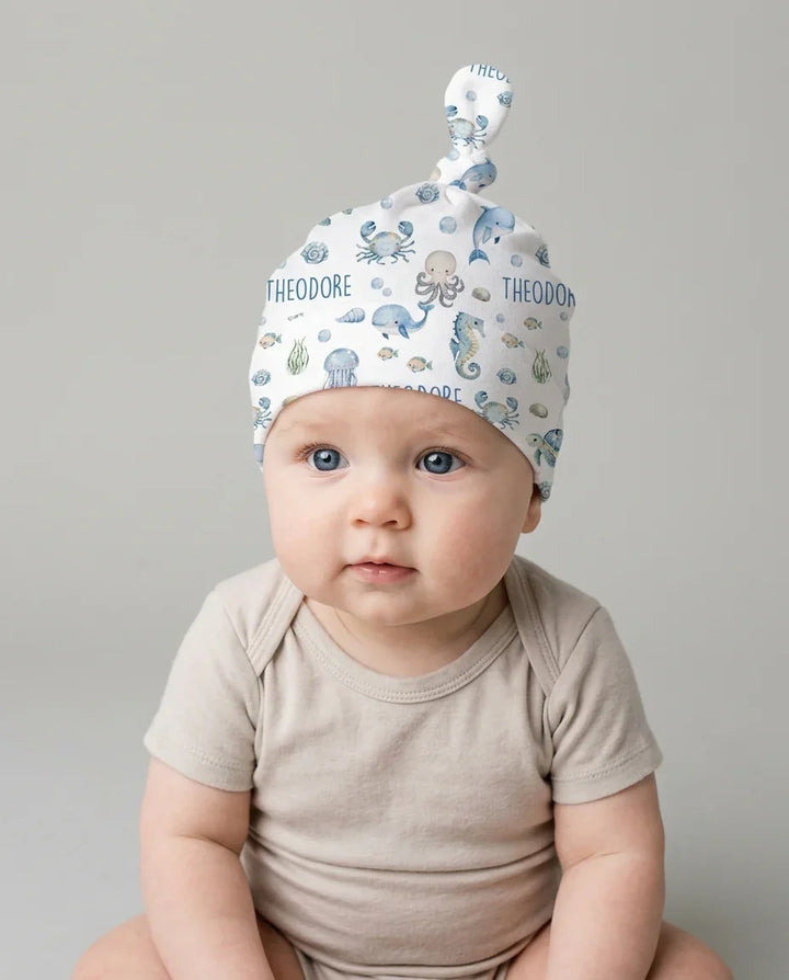 Custom Name Ocean Friends Bamboo Knotted Hat