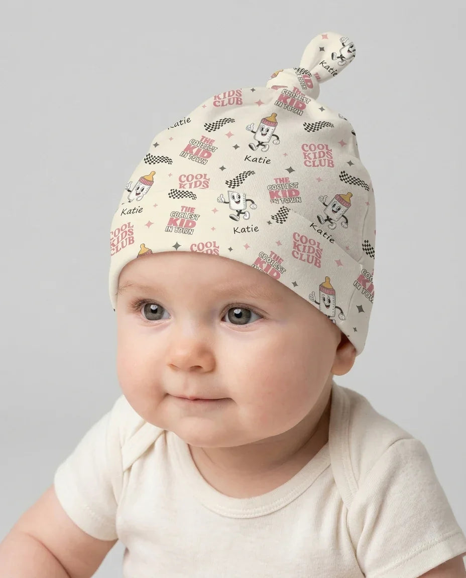 Custom Name Cool Club Daddy & Me Matching Bamboo Knotted Hat